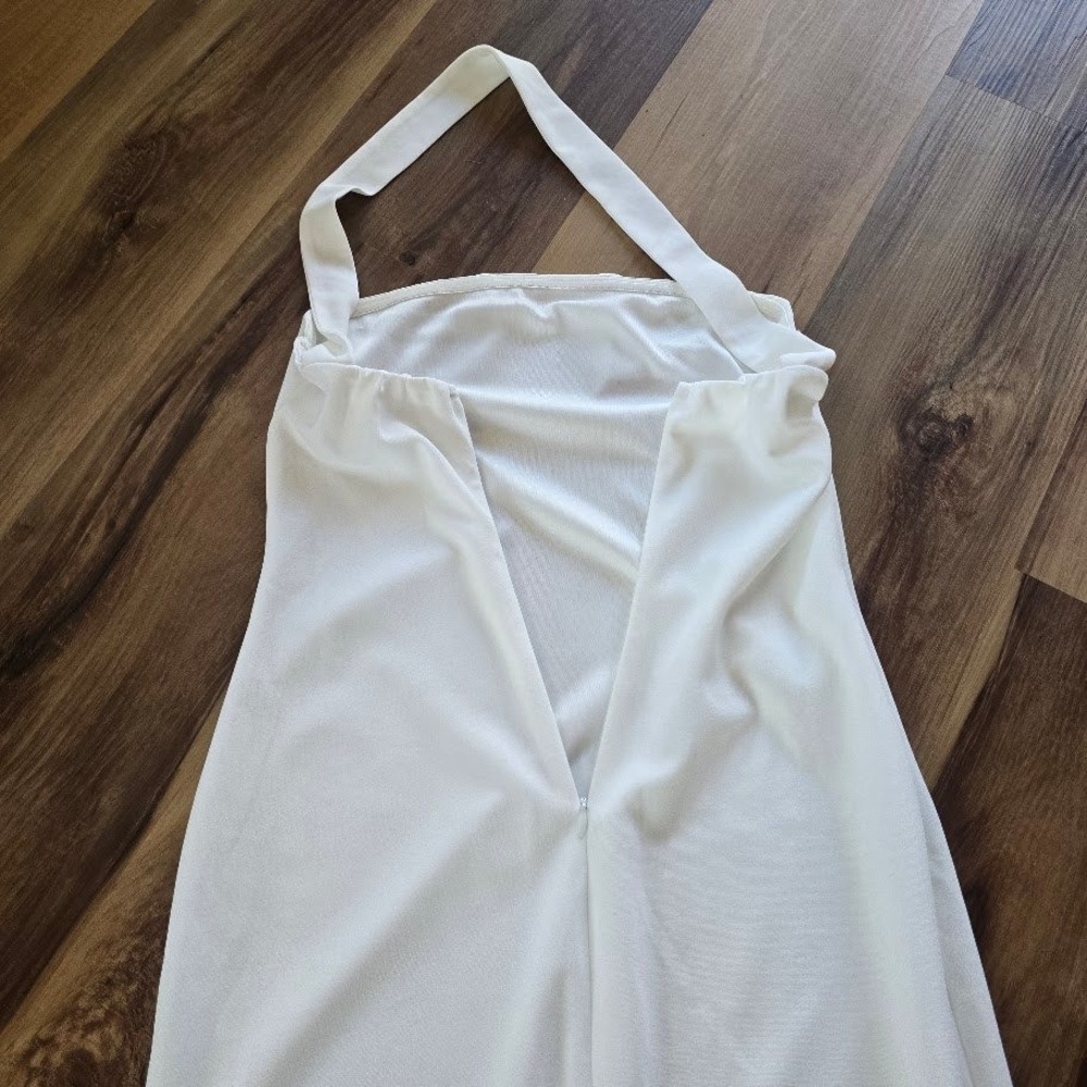HTZMO Halter Maxi Dress Women Medium White Column Minimalist Sleek Old Money - Picture 5 of 13